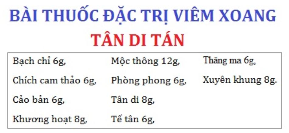 Bài thuốc đặc trị viêm xoang