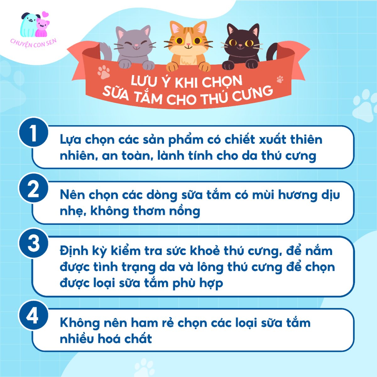 Lưu ý khi lựa chọn sữa tắm cho thú cưng