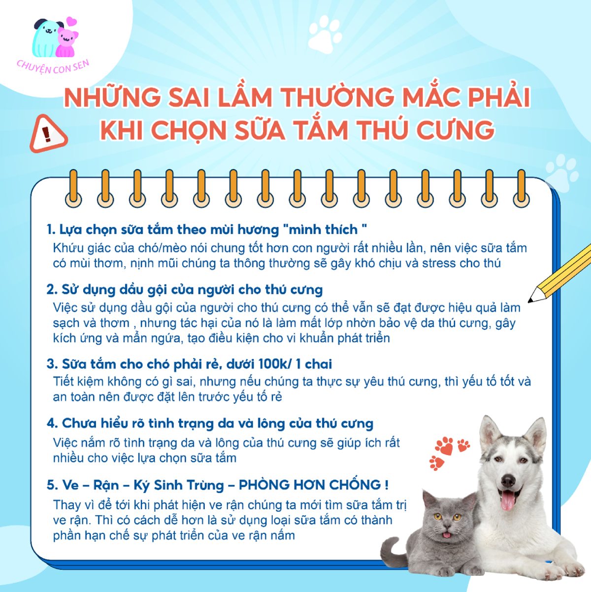 Những sai lầm thường gặp khi chọn sữa tắm thú cưng