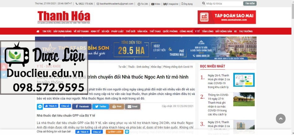 Báo Thanh Hóa nói về nhà thuốc Ngọc Anh